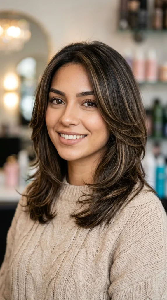 Shoulder-Length Layers for Oval Face