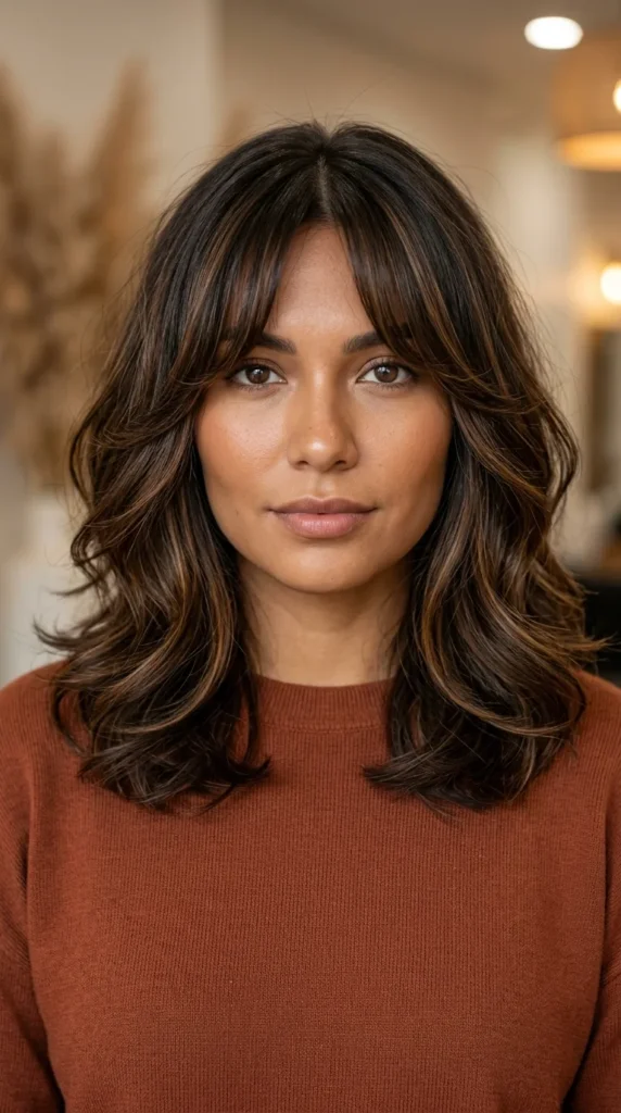 Shoulder-Length Layers with Curtain Fringe