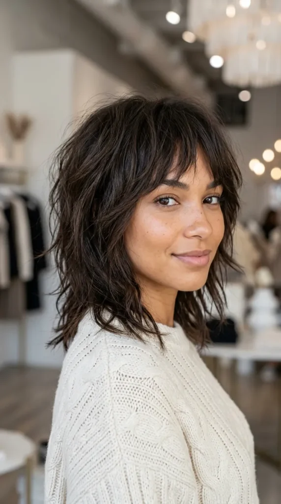 Shoulder-Length Shag for Thin Hair