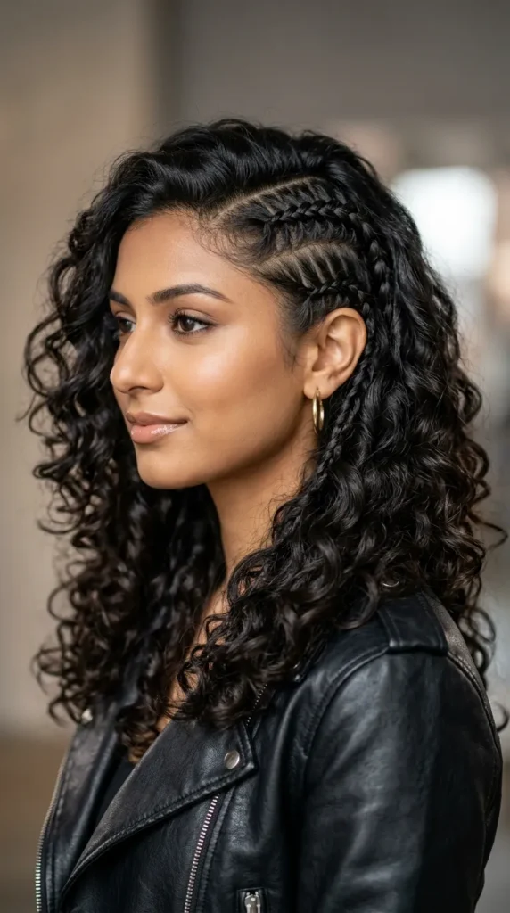 Side Braids with Big Bouncy Curls