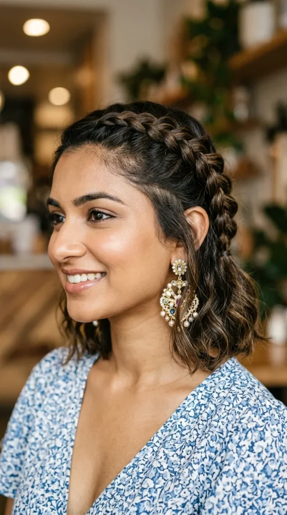 Side Dutch Braid with Loose Bob