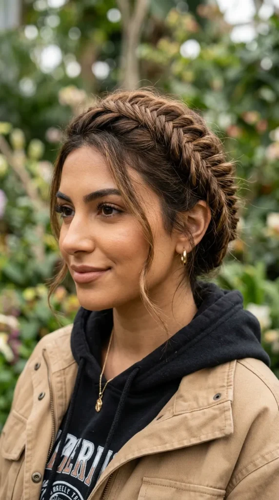 Side Fishtail Crown Braid