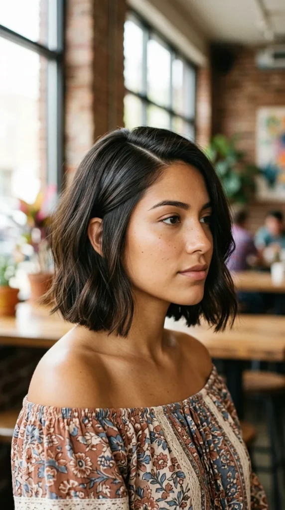 Side-Part Bob for Oval Face
