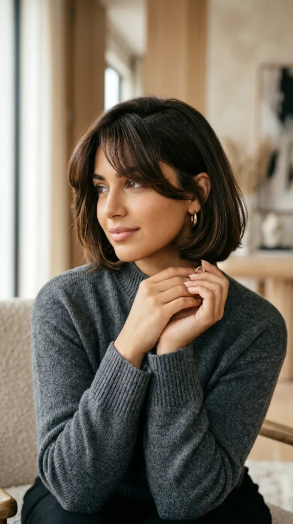 Side-Part Bob with Curtain Bangs