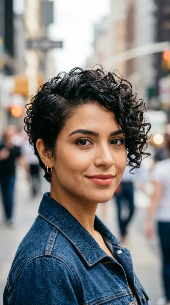 Side-Part Curly Pixie