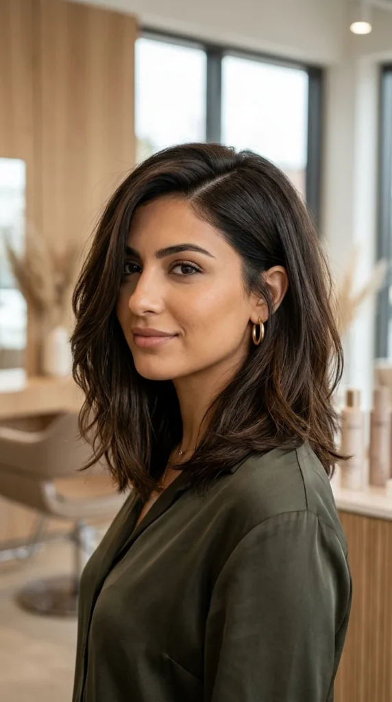 Side-Part Lob for Round Face