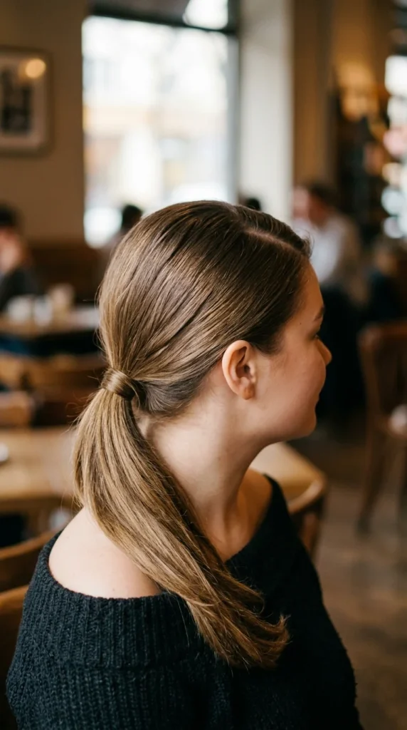 Side-Part Low Ponytail