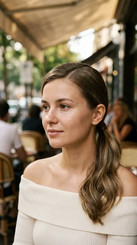 Side-Part Low Ponytail