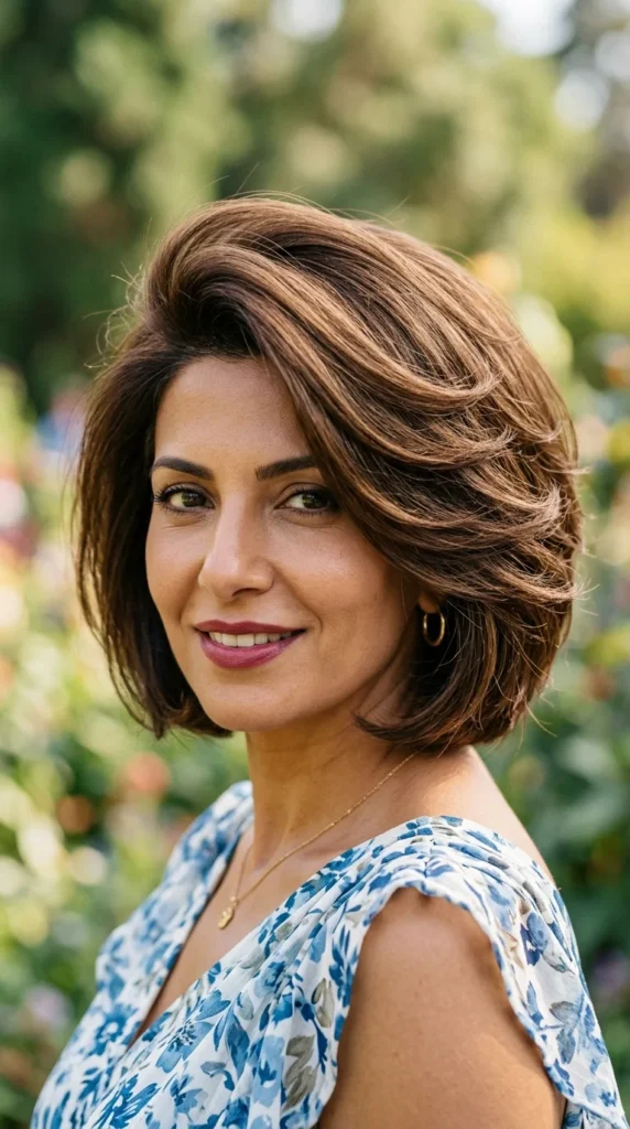 Side-Parted Layered Bob with Lifted Crown