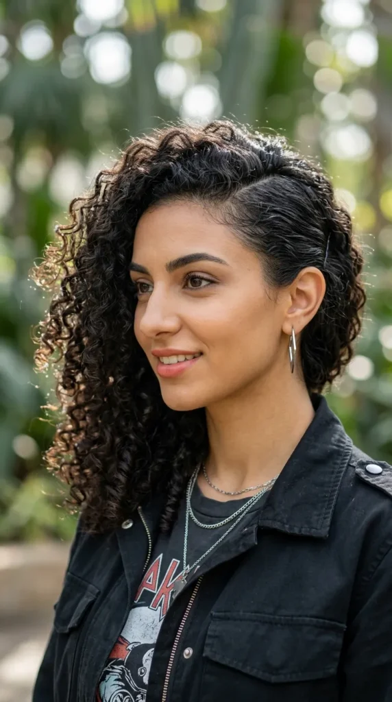 Side-Parted Natural Curls