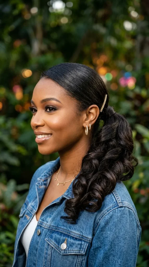 Side Ponytail with Glam Waves