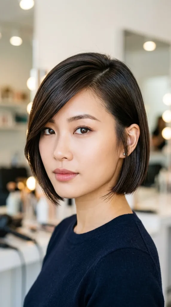 Side-Swept Bob for Slimming Effect