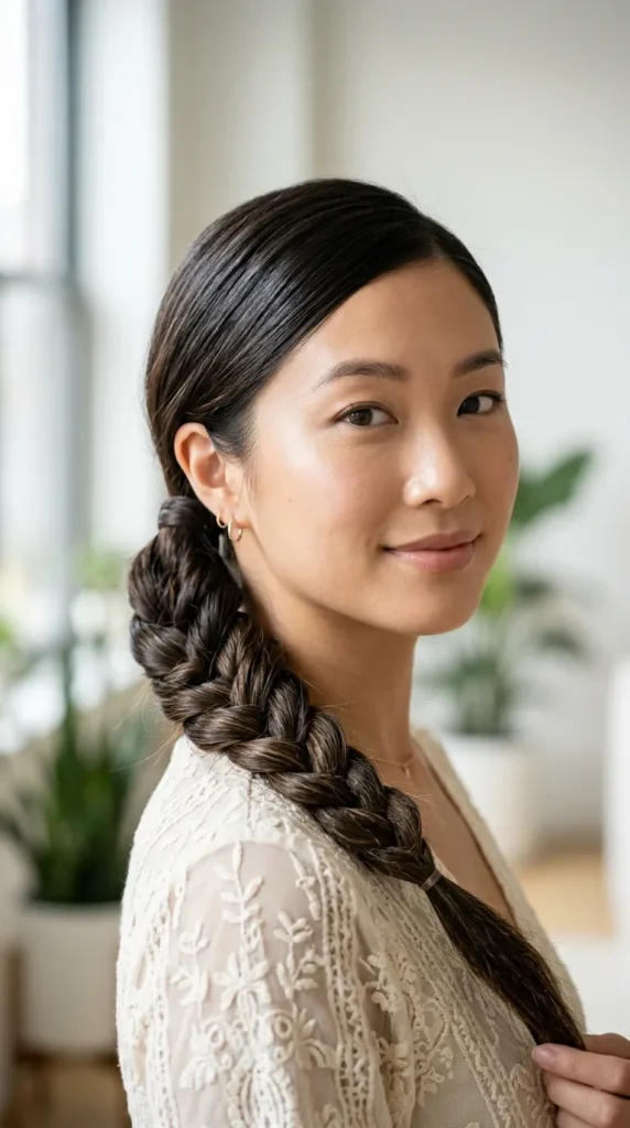 Side-Swept Braided Ponytail
