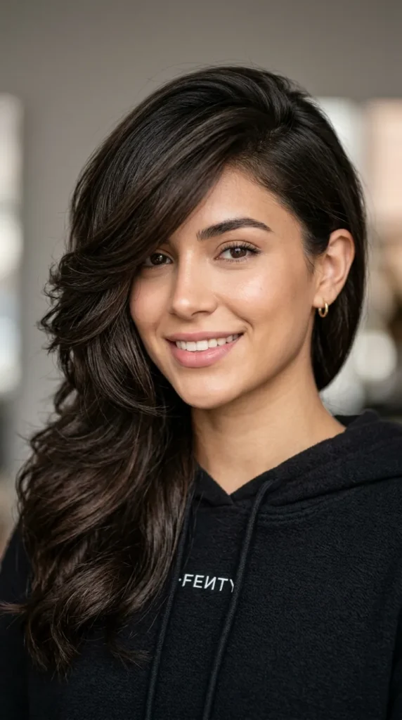 Side-Swept Layers for Oval Face