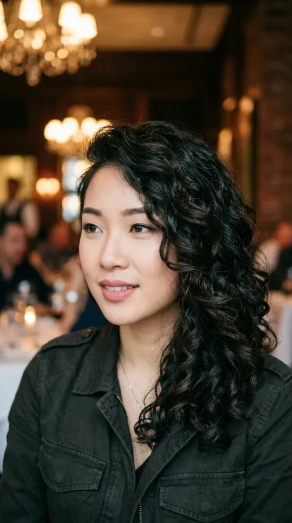 Side-Swept Natural Curls