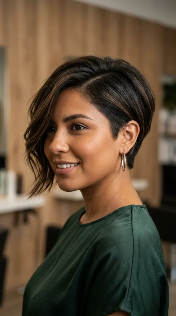 Side-Swept Pixie for Round Face