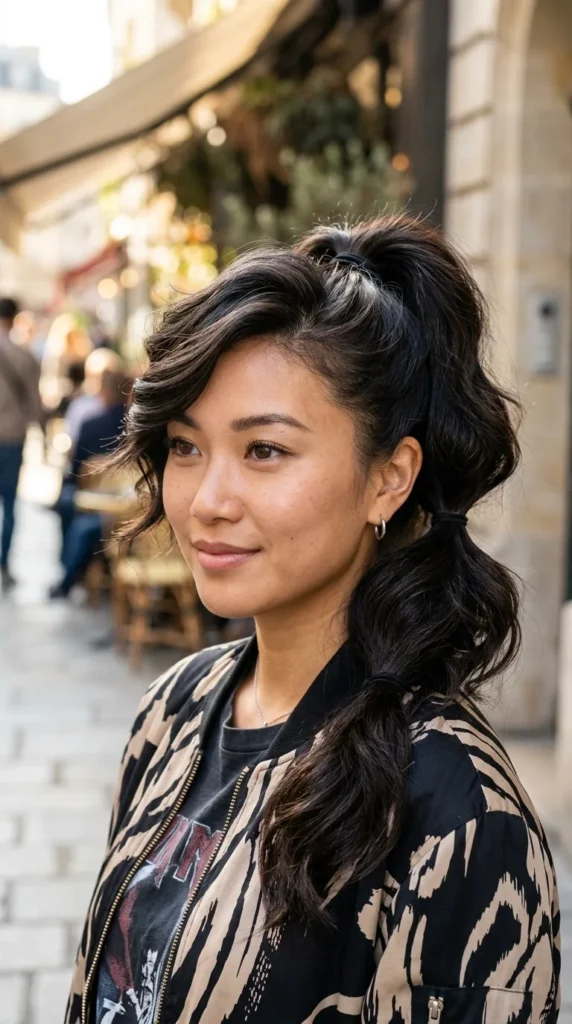 Side-Swept Ponytail with Volume