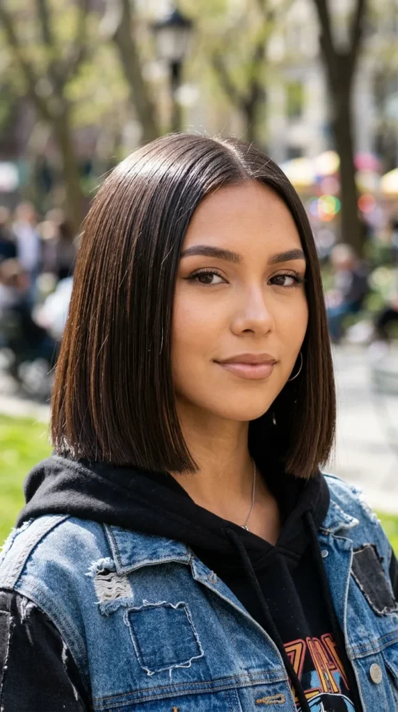 Sleek Blunt Lob for Thin Hair