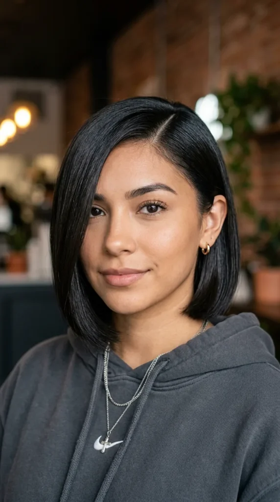 Sleek Chin-Length Bob with Side Part