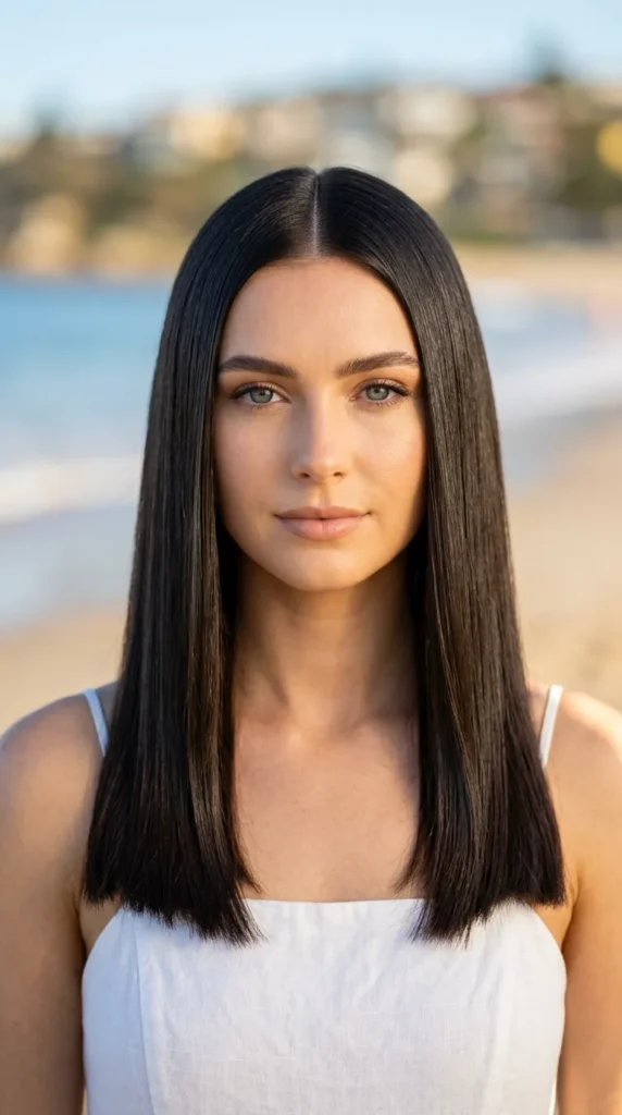 Sleek Glass Hair with Middle Part