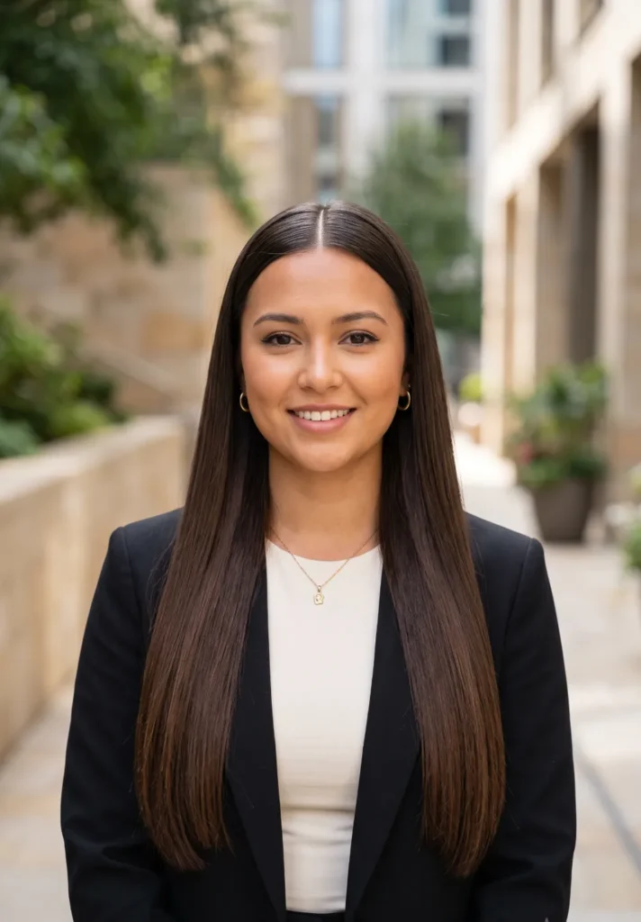 Sleek Long Hair with Middle Part