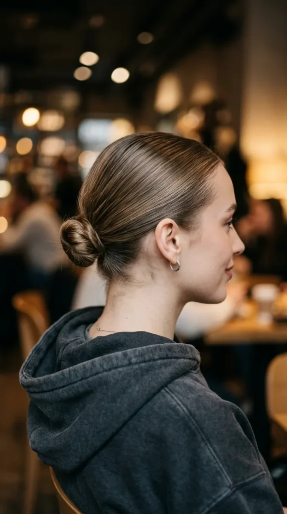 Sleek Low Mini Bun for Short Hair