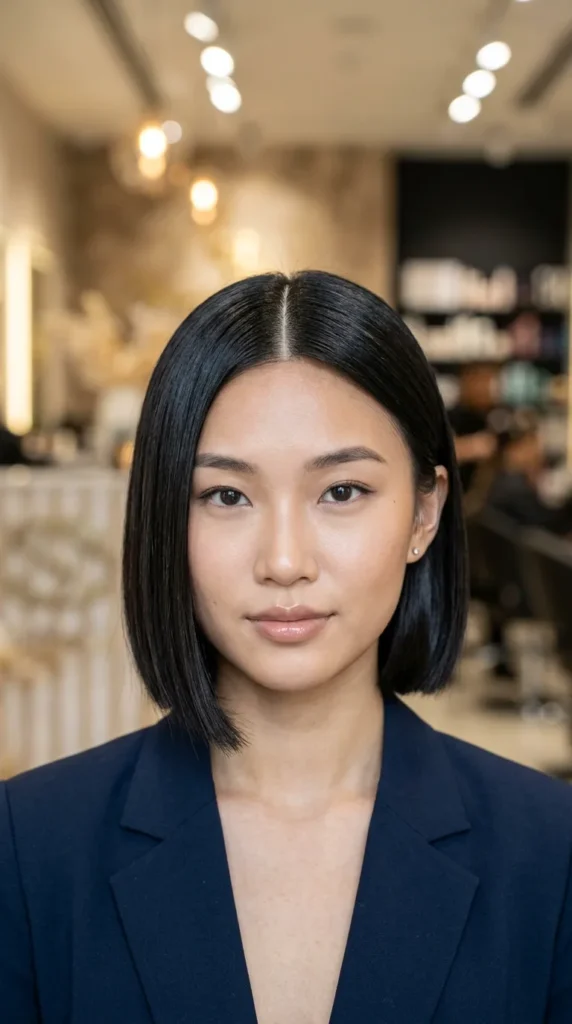 Sleek Micro Bob with Center Part