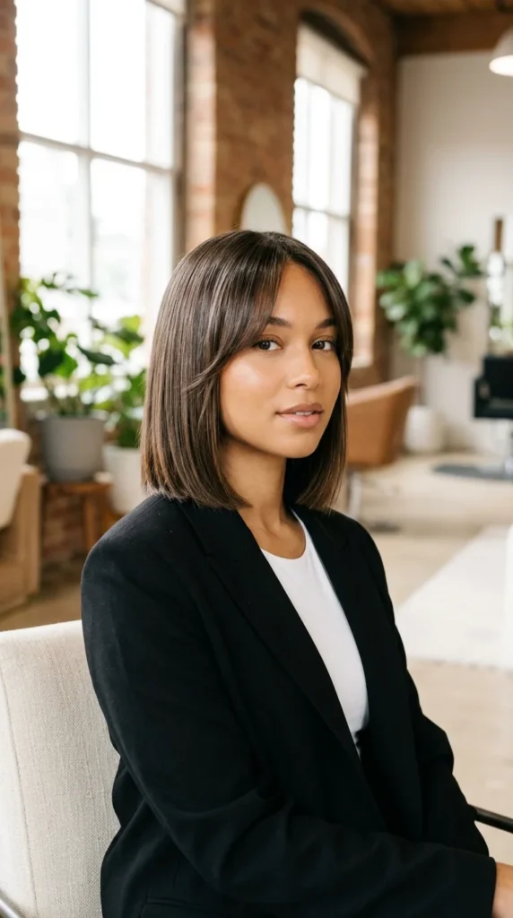 Sleek Straight Bob with Curtain Bangs