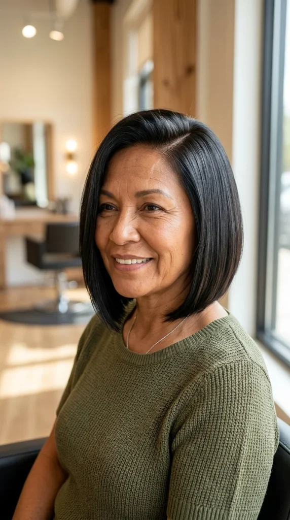 Sleek Straight Bob with Deep Side Part
