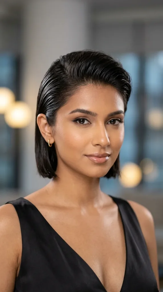 Slicked-Back Bob for Evening Parties