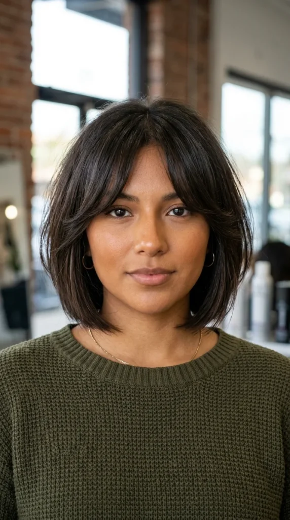 Soft A-Line Bob with Curtain Bangs