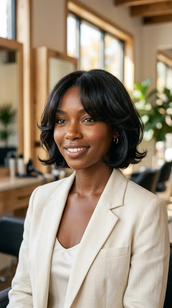 Soft C-Curl Bob with Curtain Bangs
