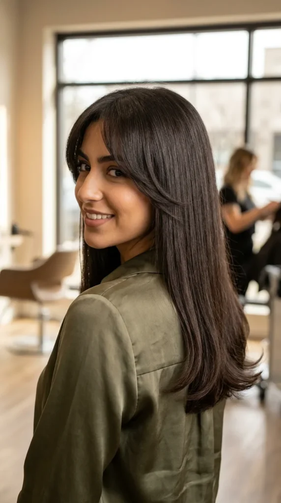 Soft Curtain Bangs with Straight Hair