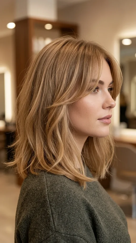 Soft Lob with Curtain Bangs
