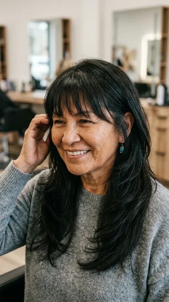 Soft Long Layers with Wispy Bangs