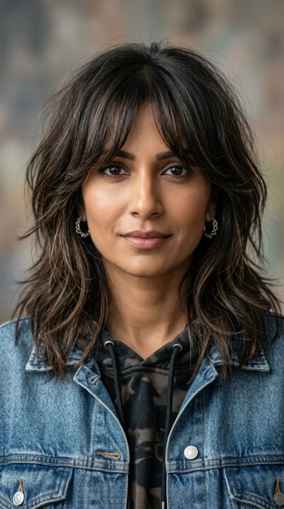 Soft Shag Haircut with Curtain Bangs