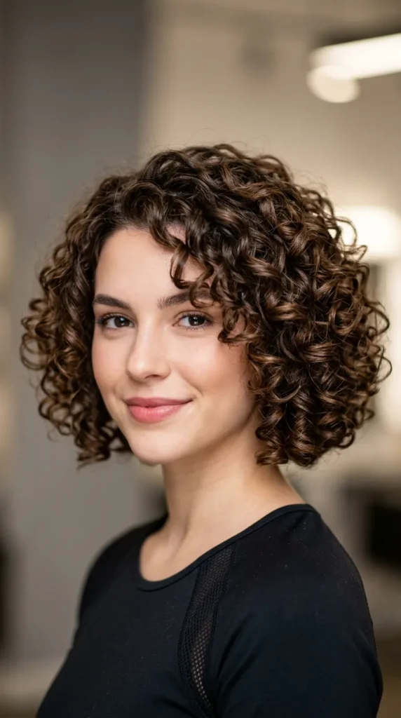 Spiral Curly Bob with Rounded Shape