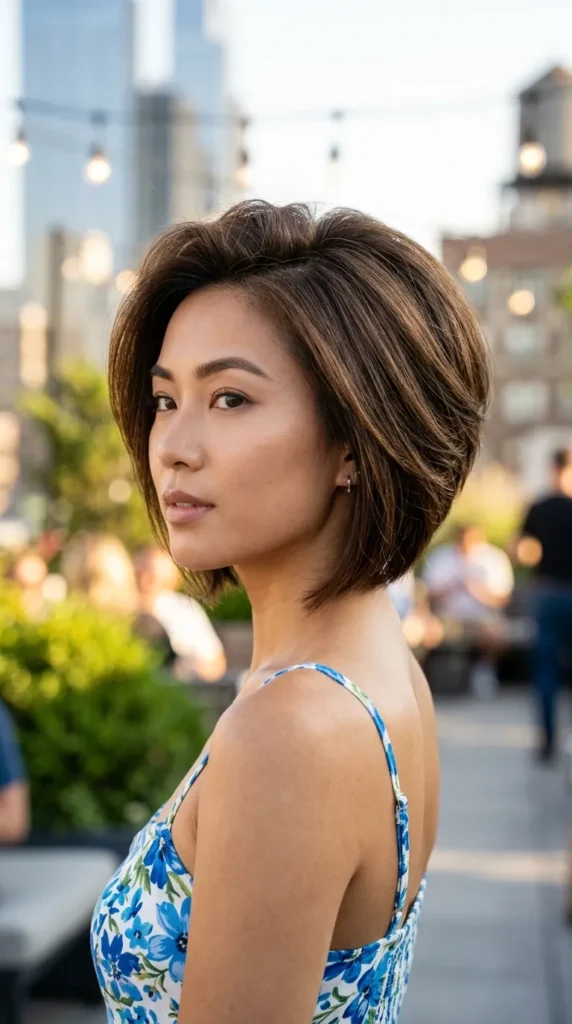 Stacked Bob for Thin Hair with Crown Volume