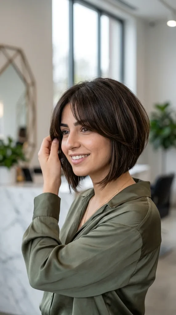 Stacked Bob with Curtain Bangs