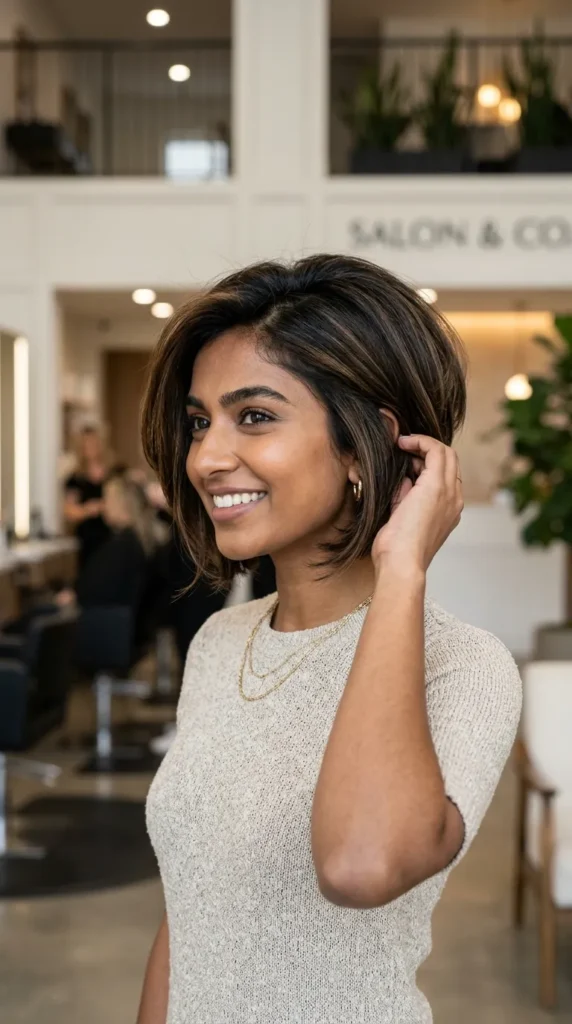 Stacked Short Layered Bob with Lifted Crown