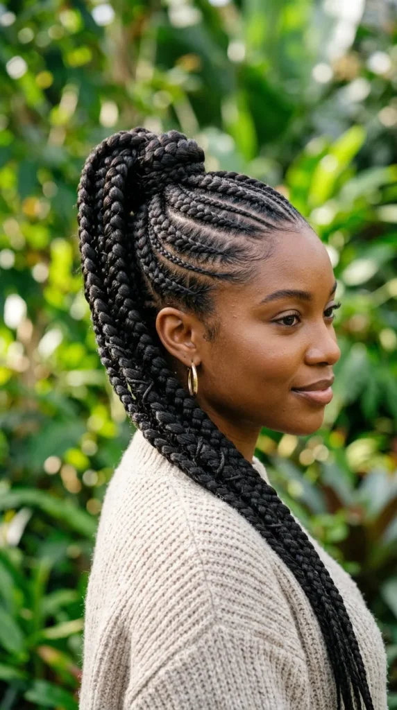 Stitch Braids with Braided Ponytail Extension