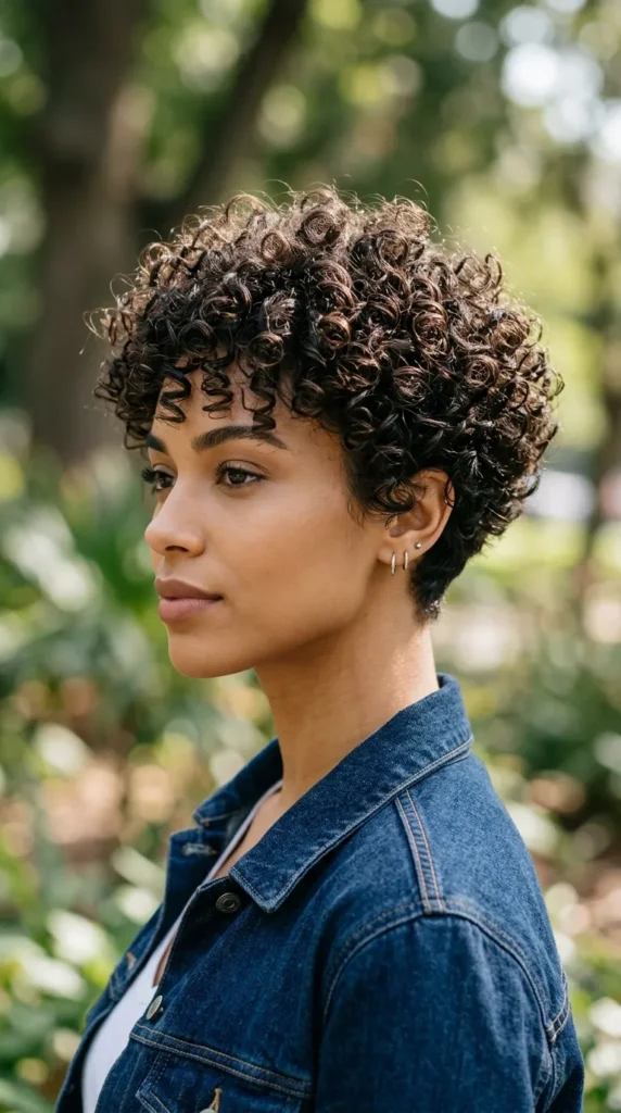 Tapered Curly Layered Haircut
