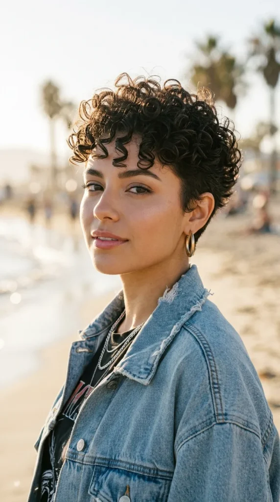 Tapered Curly Pixie Cut