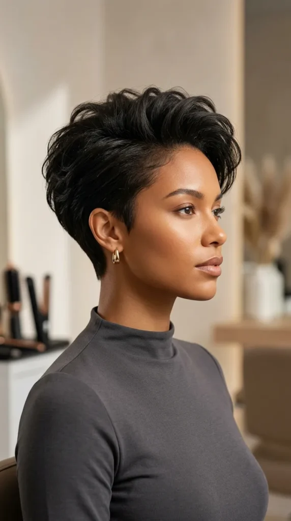 Tapered Short Layered Haircut with Crown Lift