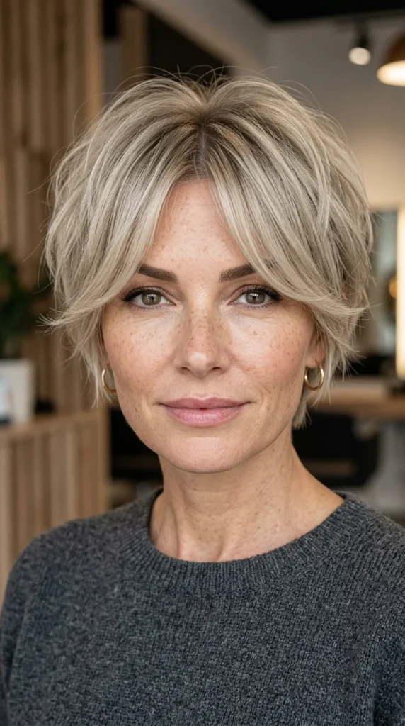Textured Crop with Curtain Bangs