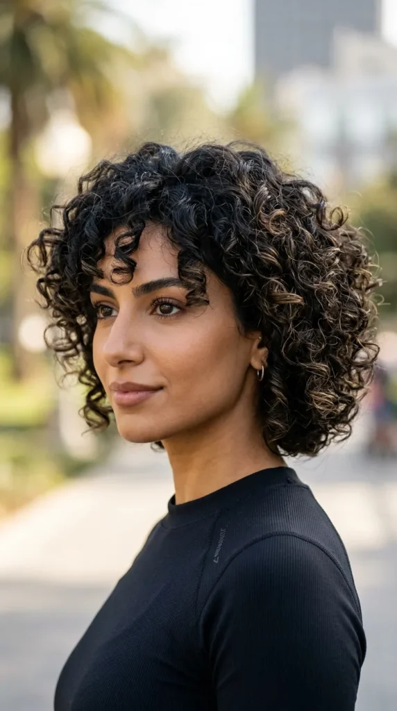 Textured Curly Bob with Modern Shape