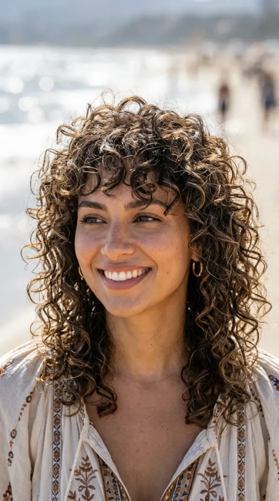 Textured Curly Wolf Cut with Airy Layers