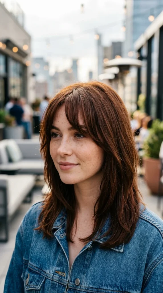 Textured Curtain Bangs for Oval Face