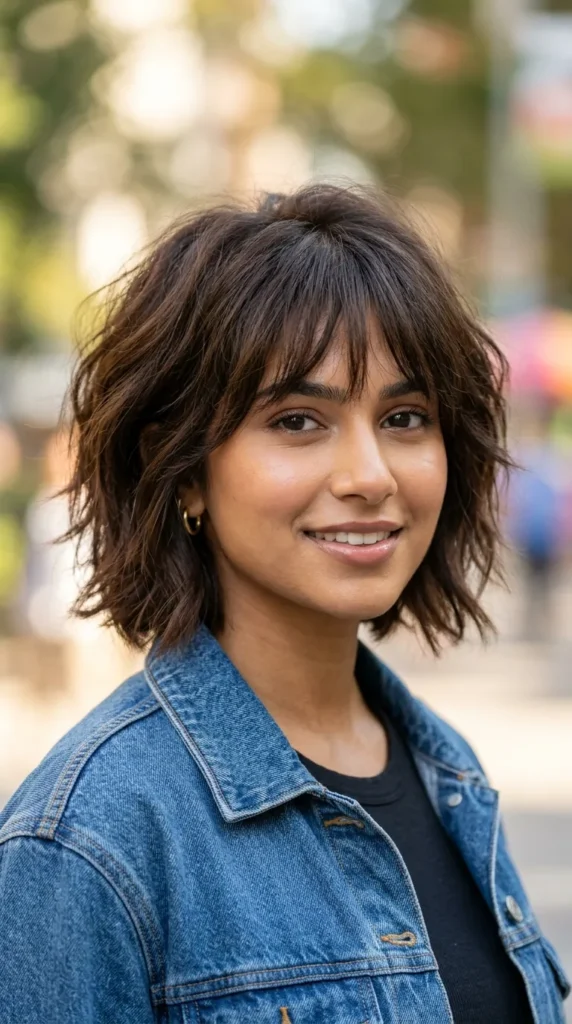 Textured Italian Bob with Feathered Bangs
