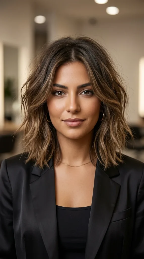 Textured Lob for Round Face